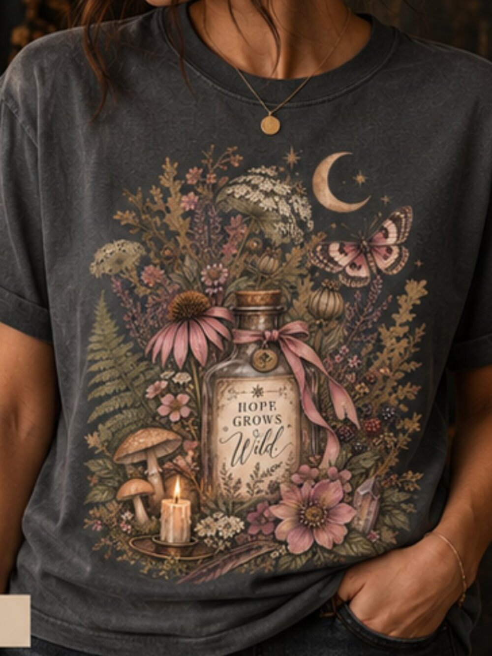 Hope Grows Wild Comfort Colors Tee | Botanical Witchy Shirt | Pepper or Ivory